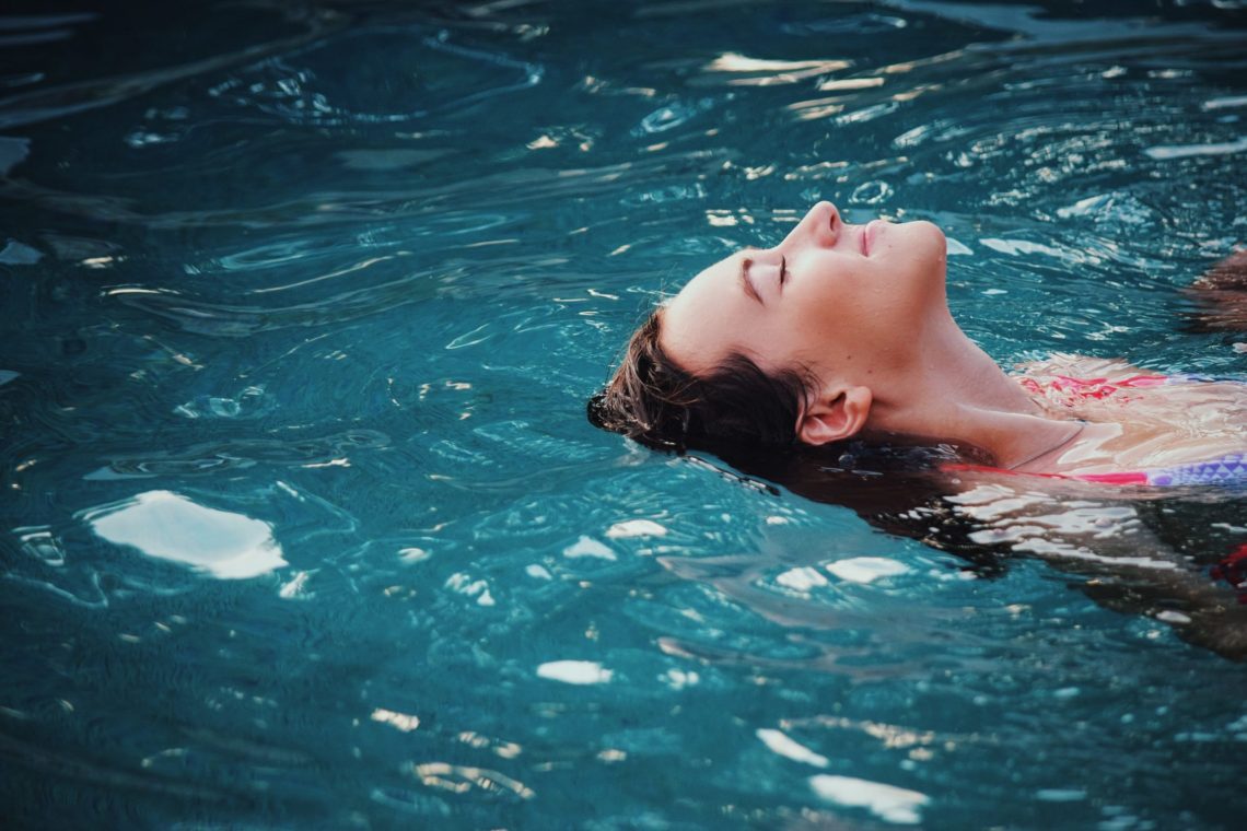 Relaxing in the pool before returning to work