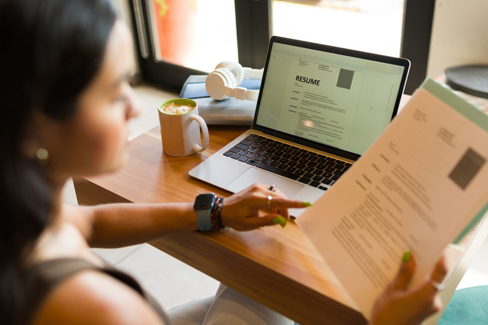 Lady updating her resume