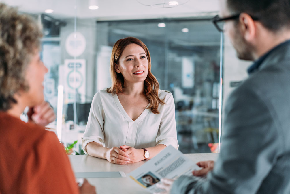 Lady being interviewed by a recruitment company